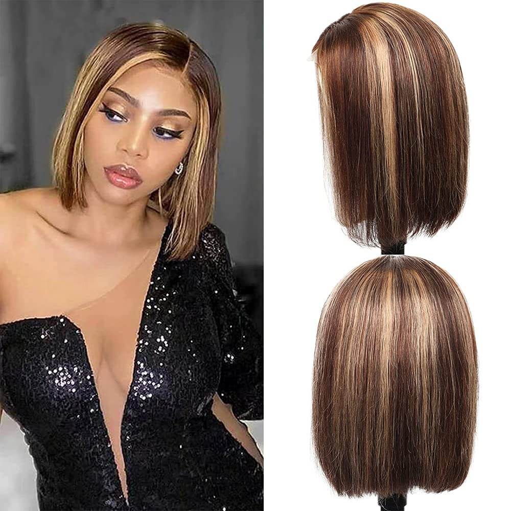 Highlight Piano Color Straight Bob Lace Wig EverGlow Human Hair