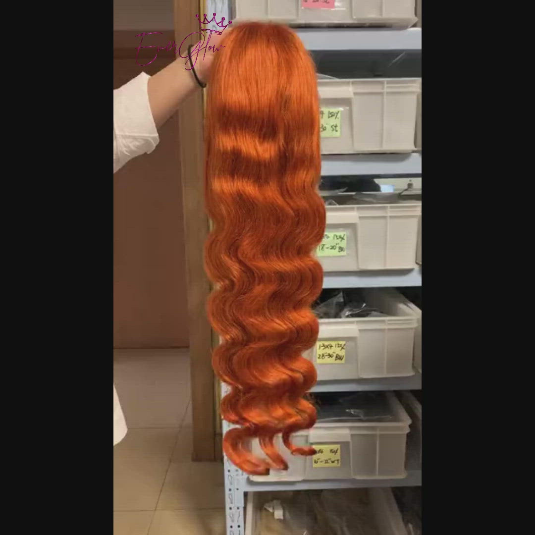 Fashion Orange Ginger Color Body Wave Lace Wig #350