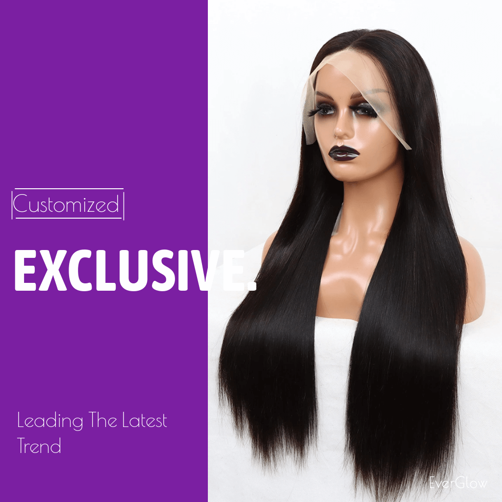Super Double Drawn Straight Lace Wig Natural Black