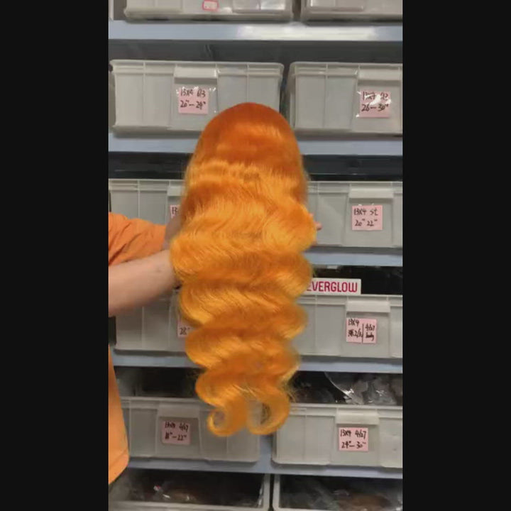 Light Orange Color Body Wave 13X4/4*4/T-part Lace Frontal Wig EverGlow Human Hair