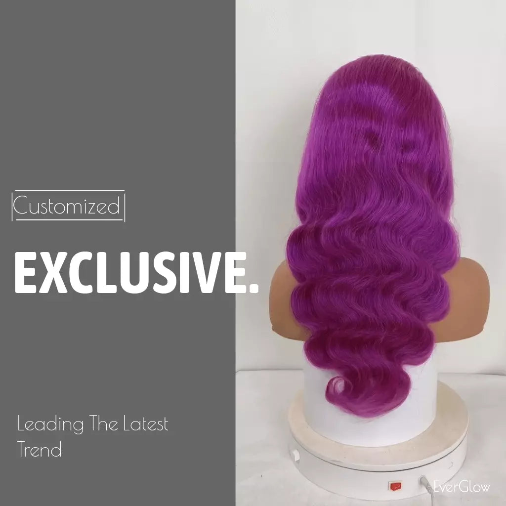 Lalic Purple Color 13X4 Lace Frontal Body Wave Wig EverGlow Human Hair - EVERGLOW HAIR