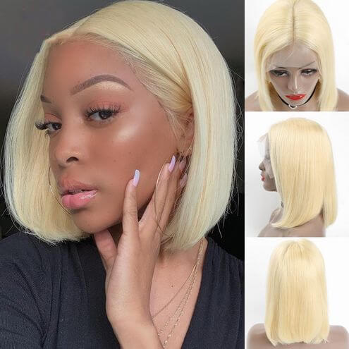 Princess Blond 613 Straight Bob 13x4 Lace Frontal Wig EverGlow Human Hair