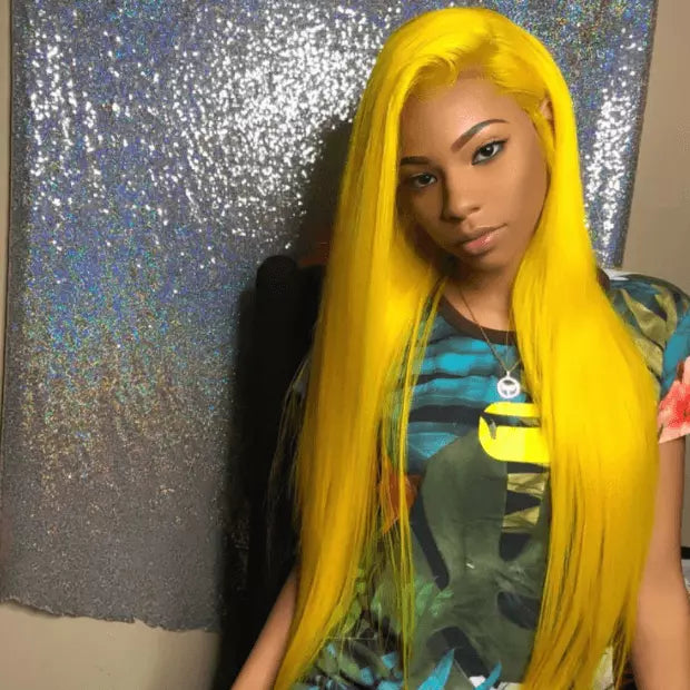 Sunny Yellow Color Straight/Body Wave 13X4 Lace Frontal Wig - EVERGLOW HAIR