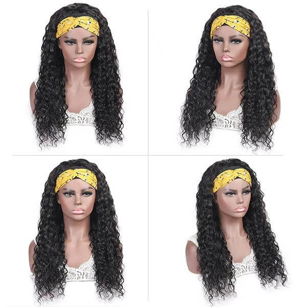 Water Wave Headband Wig Natural Black EverGlow Human Hair - EVERGLOW HAIR