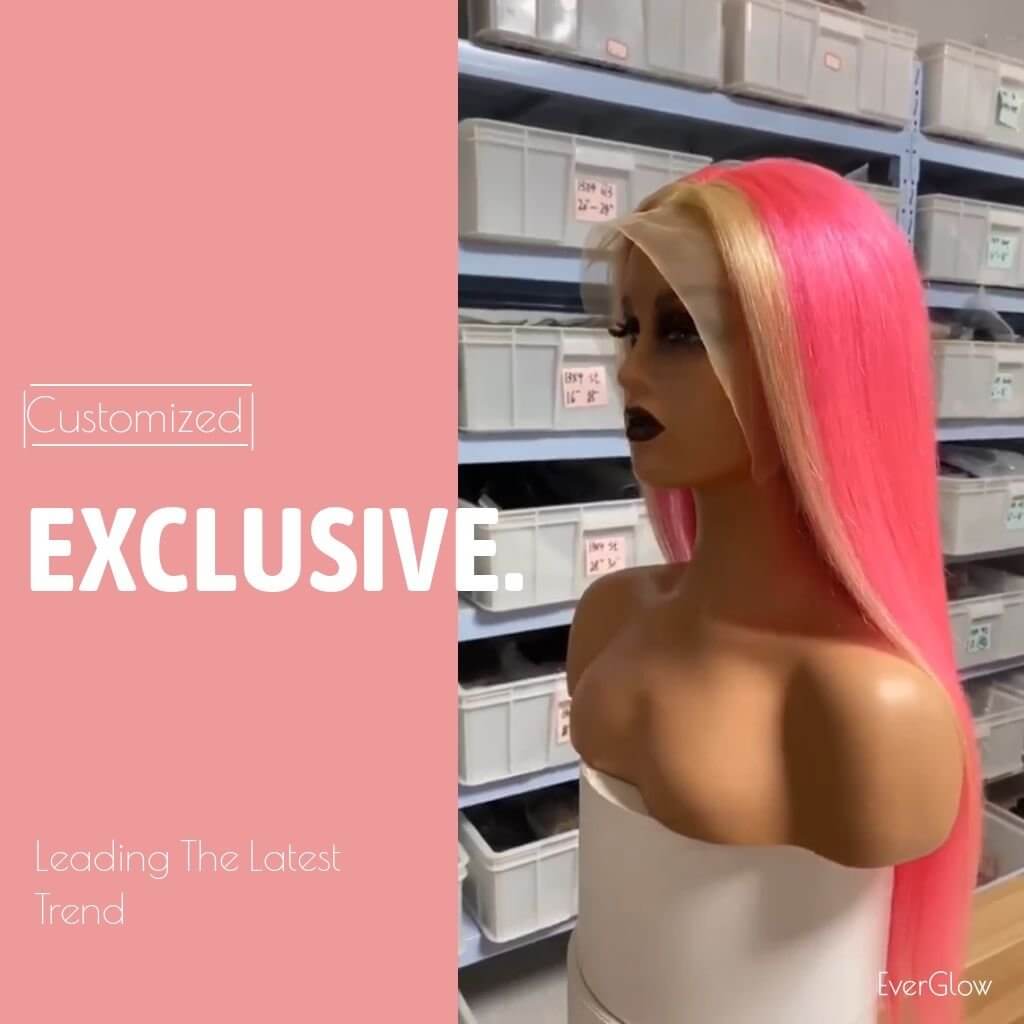 Blond Front/Baby Pink Back 13X4 Lace Front Wig - EVERGLOW HAIR