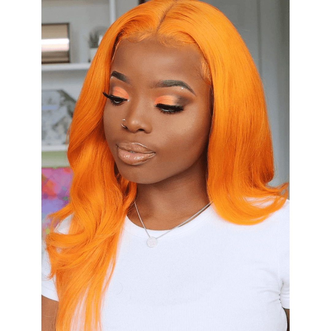 Light Orange Color Body Wave 13X4/4*4/T-part Lace Front Wig EverGlow Human Hair - EVERGLOW HAIR