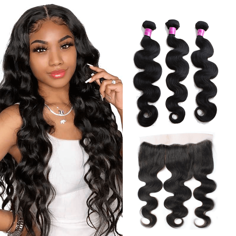 Body Wave 3 Bundles with 13*4 Lace Frontal Brazilian Unprocessed Virgin Human Hair 10A Grade - EVERGLOW HAIR