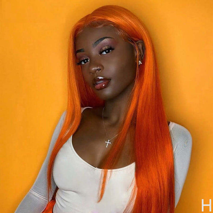 Light Orange Color Straight 13X4/4X4/T-part Lace Frontal Wig EverGlow Human Hair - EVERGLOW HAIR