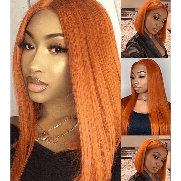 Fashion Orange Color Straight 13x6 Lace Front Wig - EVERGLOW HAIR