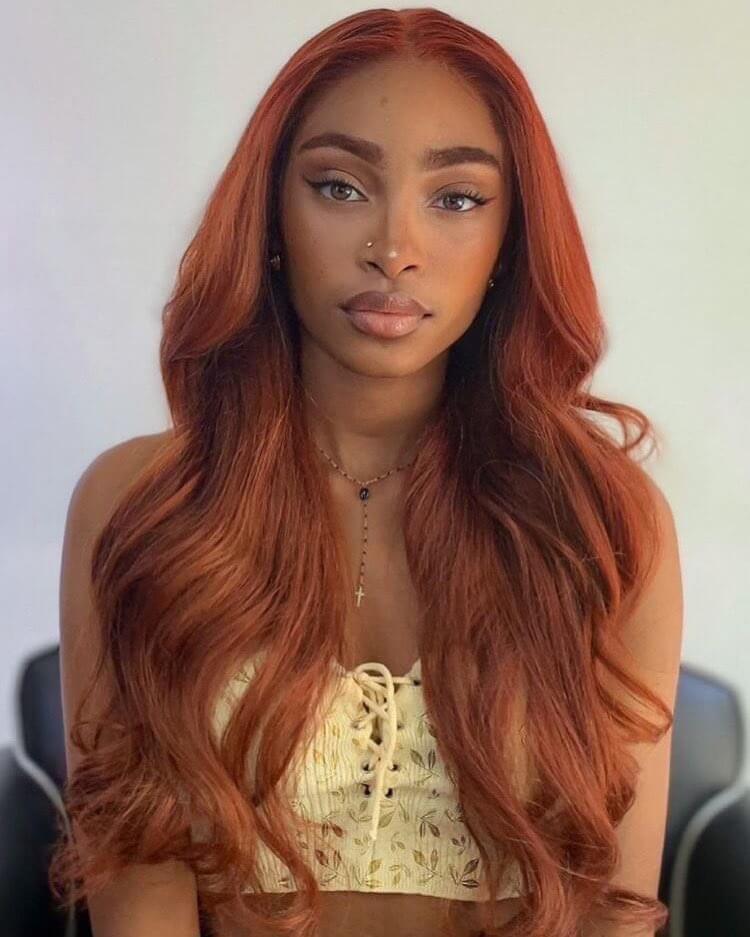 Dark Ginger Color Straight 13X4 Lace Frontal Wig - EVERGLOW HAIR