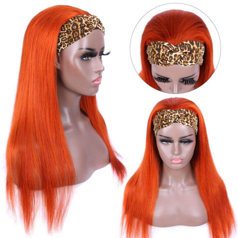 Fashion Orange Straight Headband Wig EverGlow Human Hair