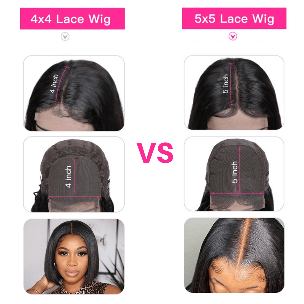 Brazilian Body Wave 4x4/5x5 Lace Closure Wig Natural Black - EVERGLOW HAIR