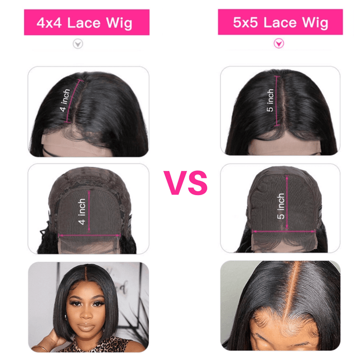 Brazilian Straight 4x4/5x5 Lace Closure Wig Natural Black - EVERGLOW HAIR
