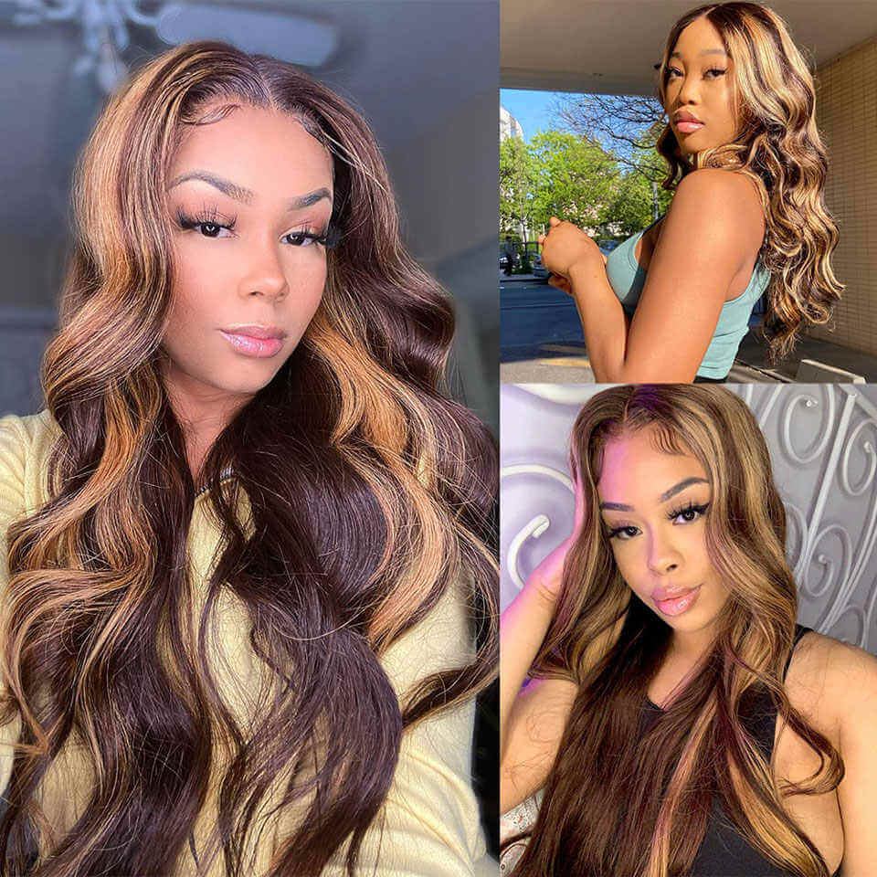 Charming Highlight Piano Color Body Wave Lace Frontal Wig - EVERGLOW HAIR