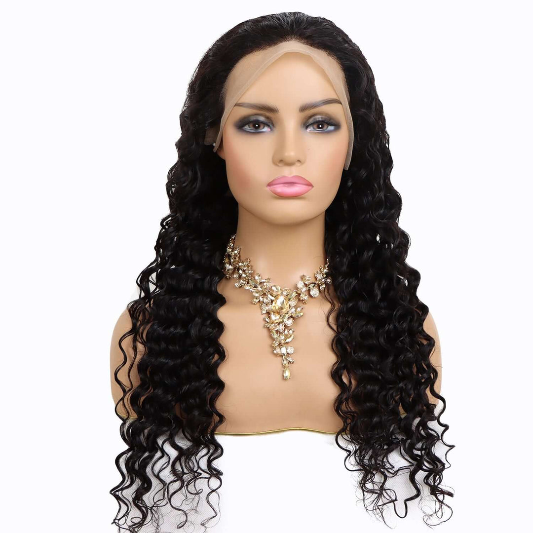 Brazilian Deep Wave 13x6 Lace Frontal Wig Natural Black EverGlow Human Hair - EVERGLOW HAIR