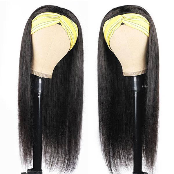 Straight Headband Wig Natural Black EverGlow Human Hair - EVERGLOW HAIR