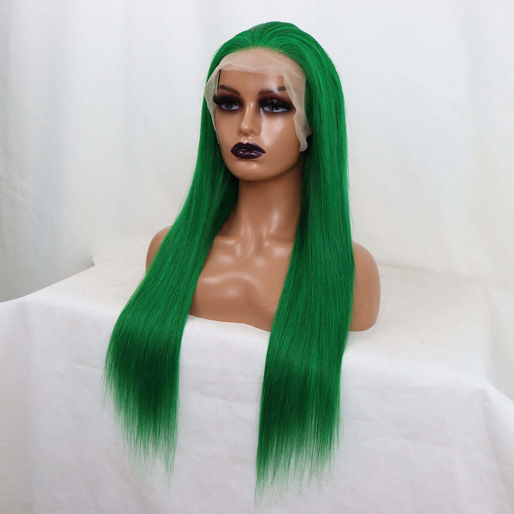 Jade Green Color Straight 13x4 Lace Frontal/4x4 Lace Closure Wig - EVERGLOW HAIR