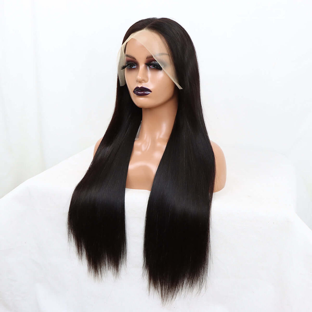 Brazilian Super Double Drawn Straight 13x4 Lace Frontal/4x4 Lace Closure Wig Natural Black