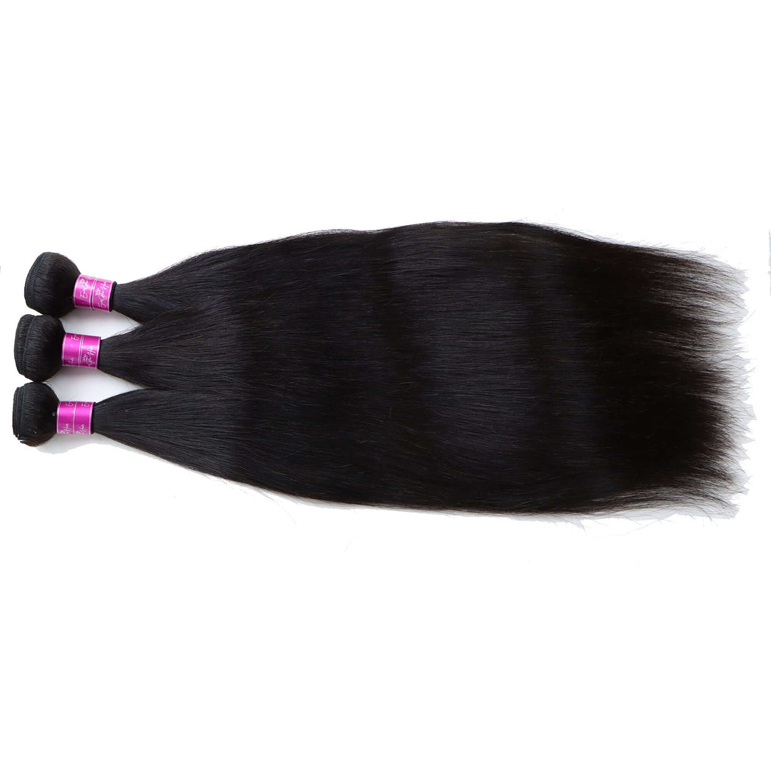 Straight 3 Bundles with 4x4 Lace Closure Brazilian Unprocessed Virgin Human Hair 10A Grade - EVERGLOW HAIR