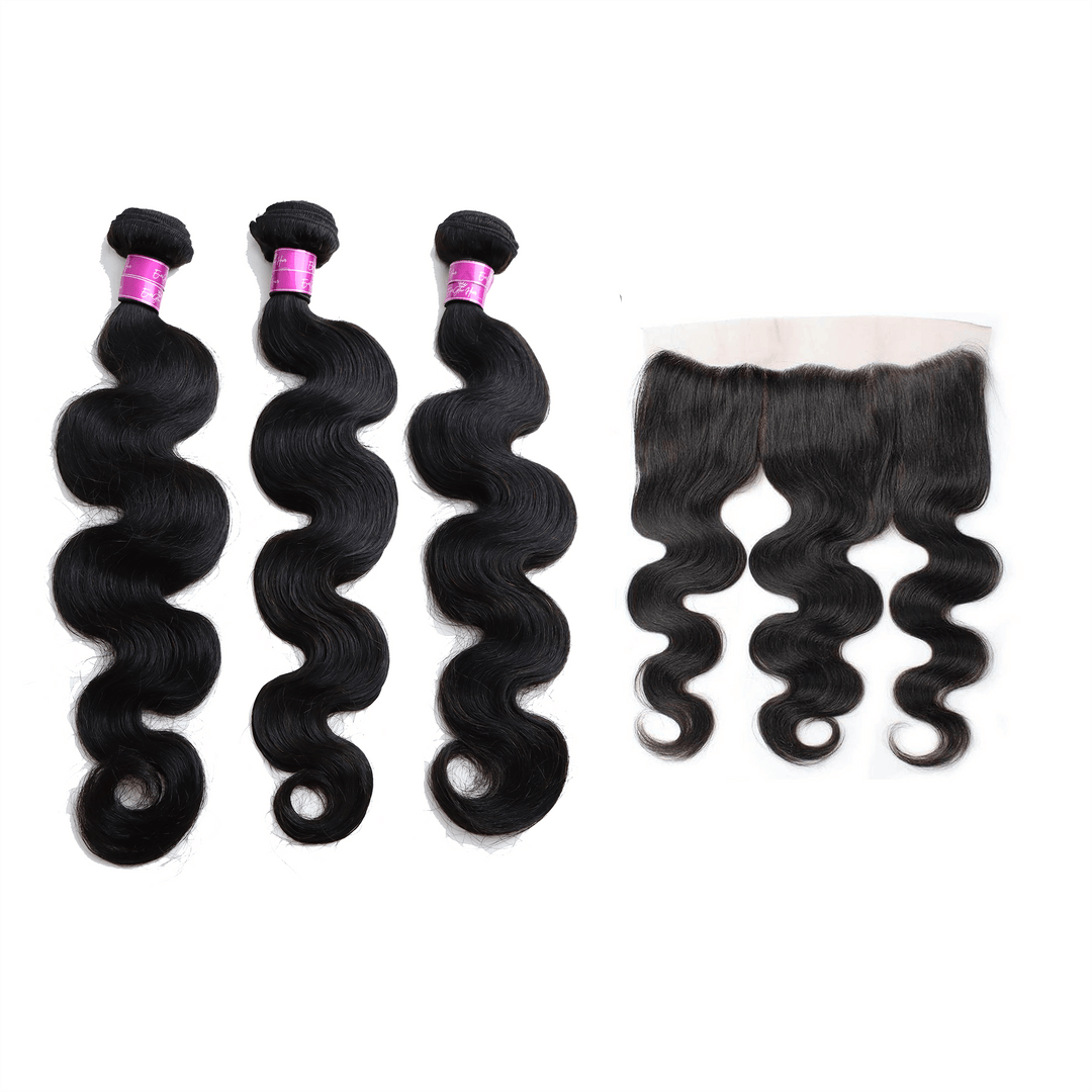 Body Wave 3 Bundles with 13*4 Lace Frontal Brazilian Unprocessed Virgin Human Hair 10A Grade - EVERGLOW HAIR
