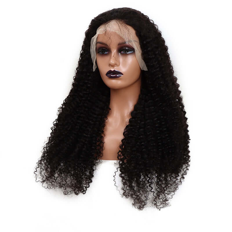 Brazilian Kinky Curly 13x6 Lace Frontal Wig Natural Black EverGlow Human Hair - EVERGLOW HAIR