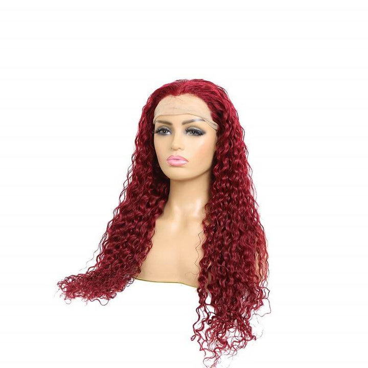 Burgundy 99J Color 13X4/4X4/T-part Lace Frontal Deep Wave Wig EverGlow Human Hair - EVERGLOW HAIR