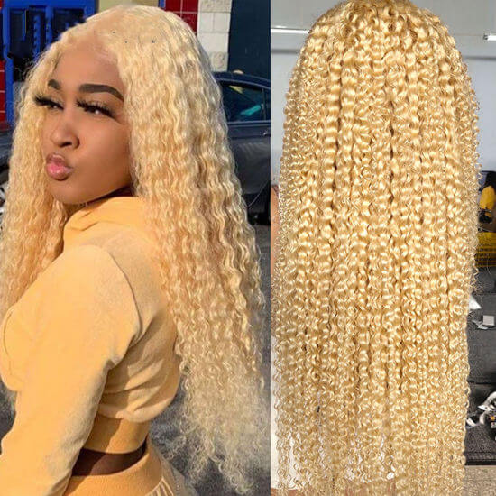 Princess Blonde 613 Colored Curly 13x4 Lace Frontal Wig