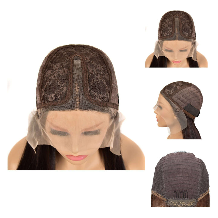 Black Roots Gold Color 13x5 T-part  Lace Frontal Bob Wig 1b/rose gold - EVERGLOW HAIR