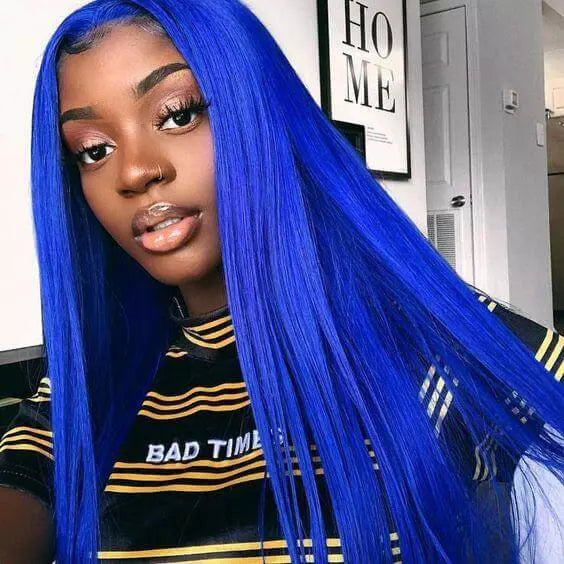 Dark Blue Color 13X4 Lace Front Straight/Body Wave Wig EverGlow Human Hair - EVERGLOW HAIR