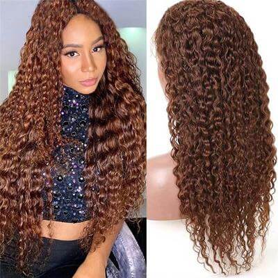 Hot #4 Chocolate Brown Color Water Wave 13x4 Lace Frontal Wig - EVERGLOW HAIR