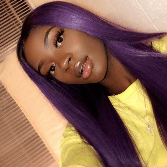 Grape Purple Color Straight 13x4 Frontal/ 4x4 Lace Closure Wig - EVERGLOW HAIR