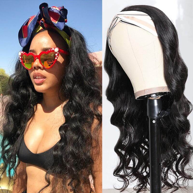 Body Wave Headband Wig Natural Black EverGlow Human Hair - EVERGLOW HAIR