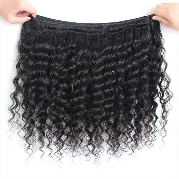 Brazilian Deep Wave 4 Bundles with 4*4 Lace Closure Natural Black EverGlow Hair - EVERGLOW HAIR