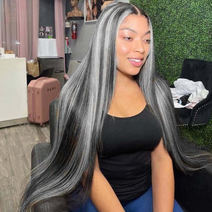 Customized 613 Highlight Black Straight Lace Wig 613/Black