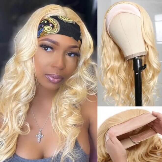 Brazilian Natural Wave Velvet Headband Wigs 613 Colored EverGlow Human Hair Wig - EVERGLOW HAIR