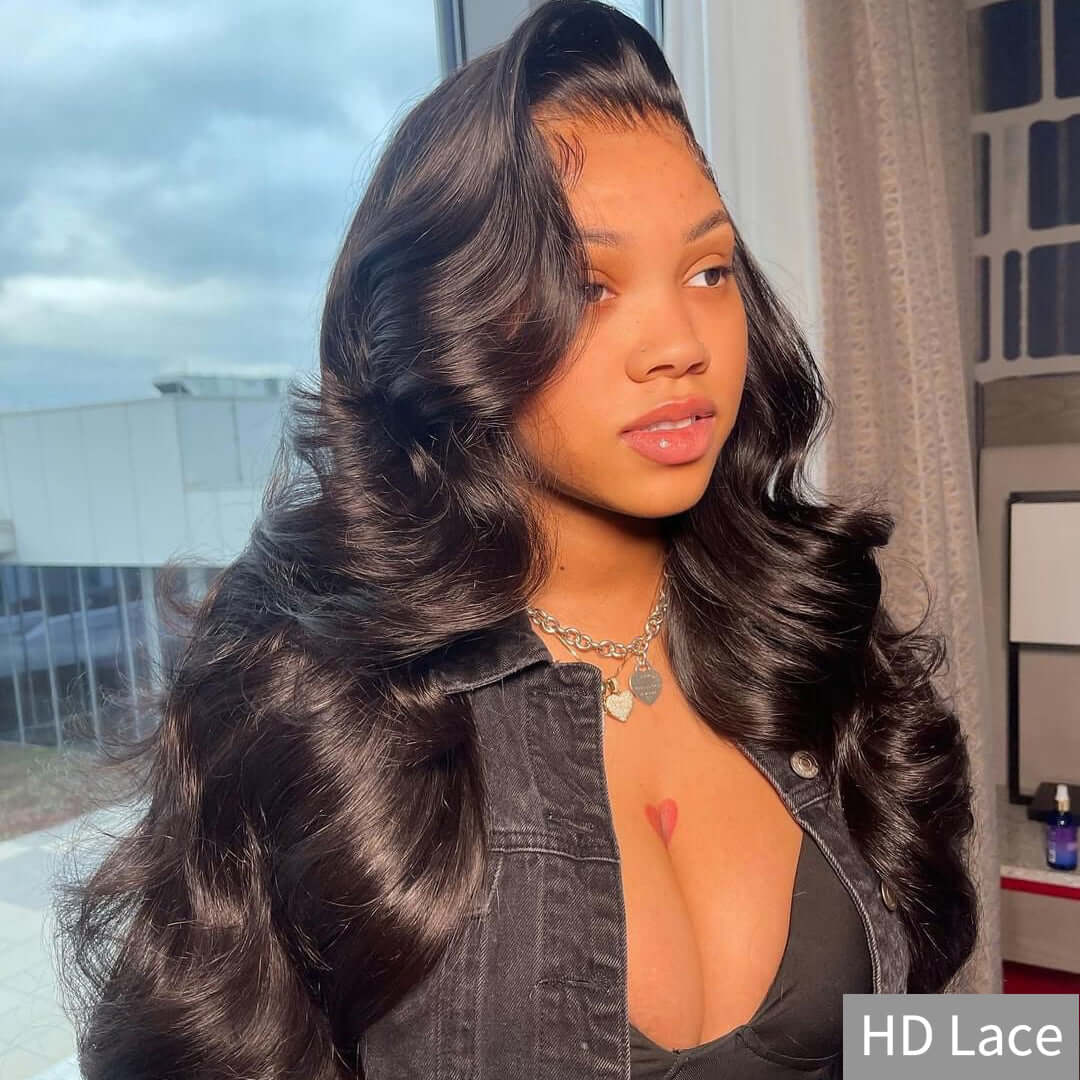 HD Undetectable 13x4 Lace Frontal/4x4 Lace Closure Body Wave Wig Natural Black - EVERGLOW HAIR