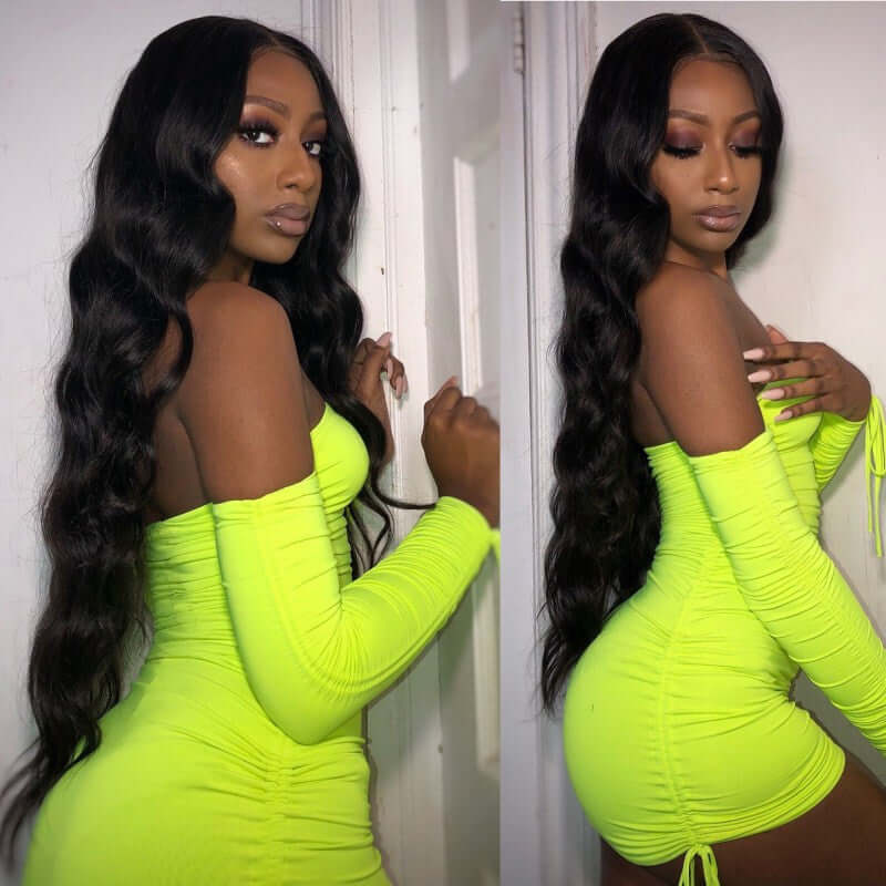 Super Long Length Body Wave 13x4 Lace Front Wig Natural Black EverGlow Human Hair - EVERGLOW HAIR