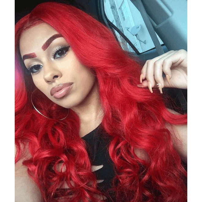 Hot Red Color Body Wave Lace Frontal Wig - EVERGLOW HAIR