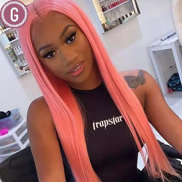 Baby Pink Color 13X4 Lace Front Straight/Body Wave Wig EverGlow Human Hair - EVERGLOW HAIR