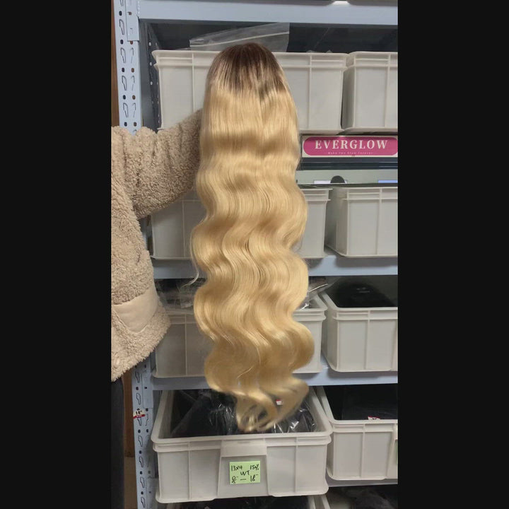 Body Wave 13x4 Lace Front Ombre T4/613 Blonde Colored Human Hair Wig