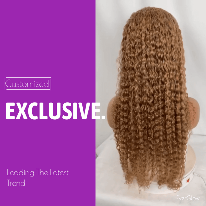 Honey Blond #27 Color Jerry Curly 13x4 Lace Frontal/4x4 Lace Closure Wig - EVERGLOW HAIR