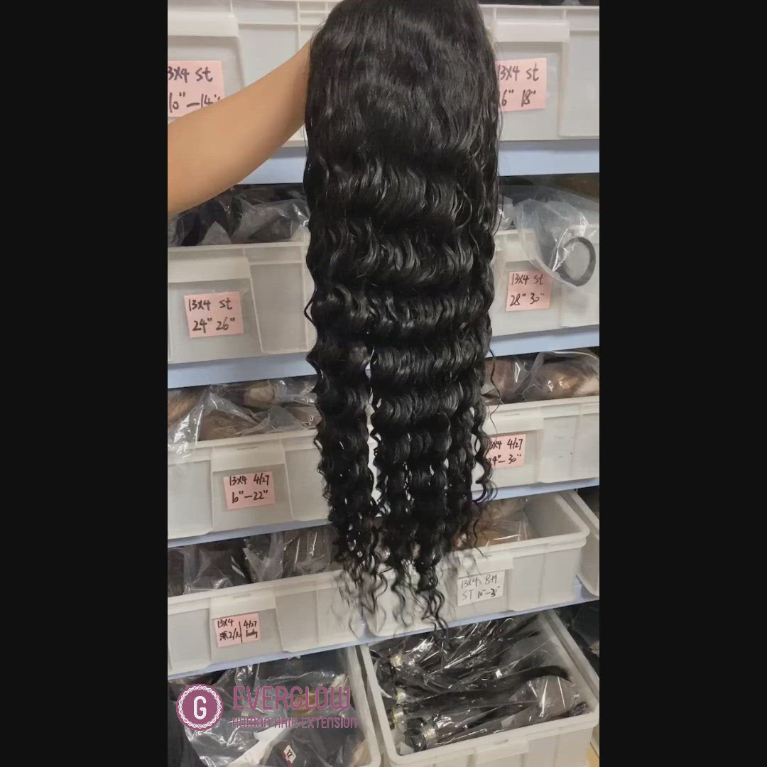Classy Loose Deep Wave 13x4 Invisible Lace Frontal Virgin Human Hair Wig Pre-cut