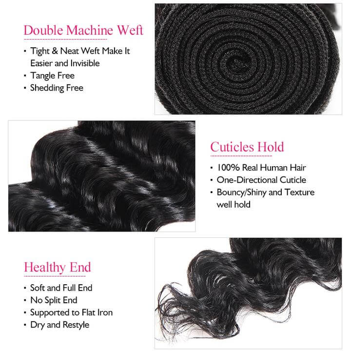 Deep Wave 1 Bundles Natural Black EverGlow Remy Human Hair Extensions - EVERGLOW HAIR