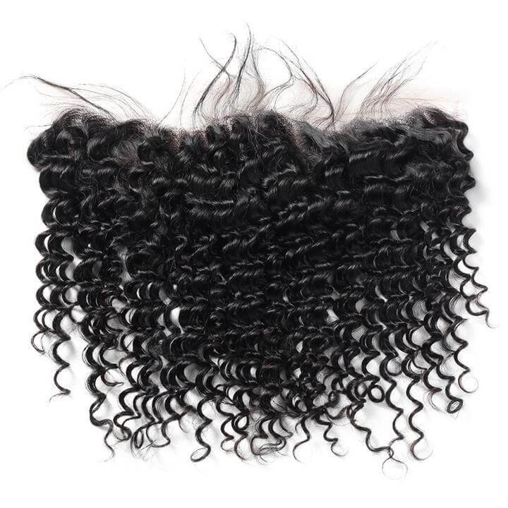 Brazilian Deep Wave 4 Bundles with 13*4 Lace Frontal Natural Black EverGlow Hair - EVERGLOW HAIR