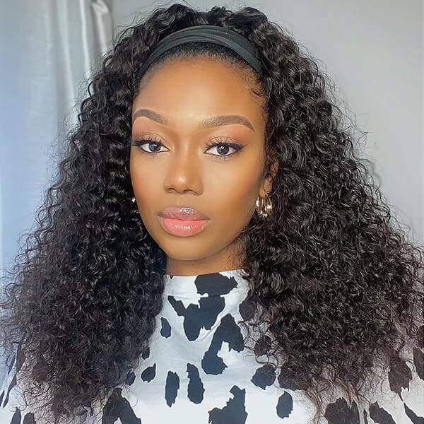 Deep Wave No Lace Headband Wig Natural Black EverGlow Human Hair - EVERGLOW HAIR