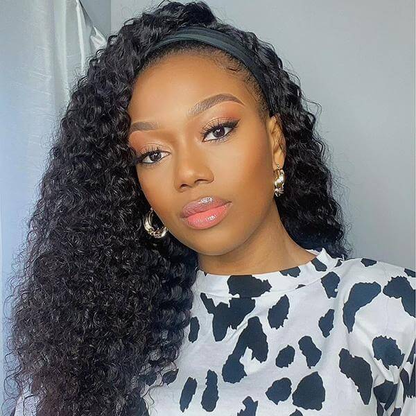 Deep Wave No Lace Headband Wig Natural Black EverGlow Human Hair - EVERGLOW HAIR
