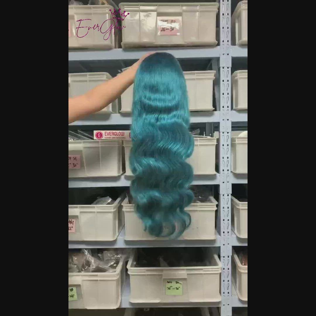 Sapphire Light Blue Color Body Wave 13x4 Lace Frontal Wig