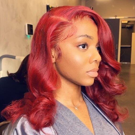 Hot Red Color Body Wave 13X4/4X4/T part Lace Front Wig EverGlow Human Hair - EVERGLOW HAIR