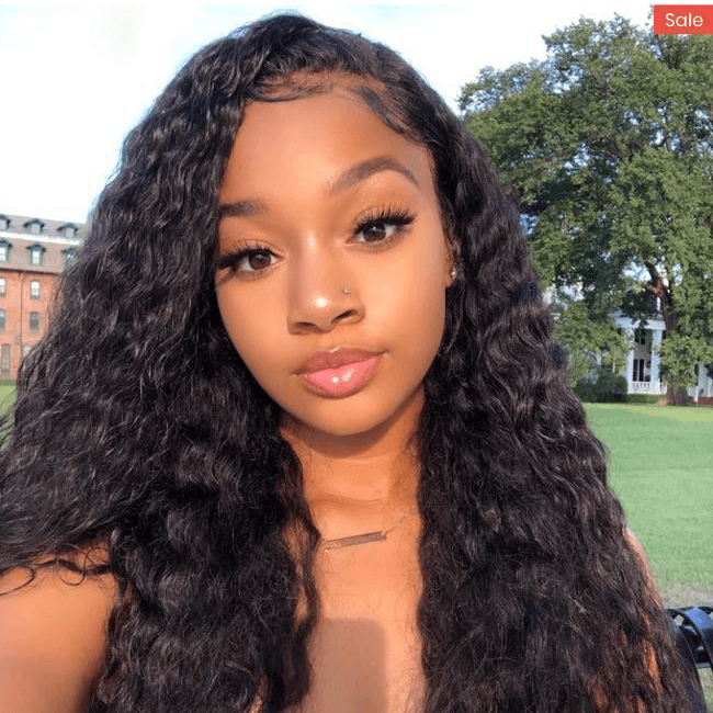 Super Long Length Water Wave 13x4 Lace Front Wig Natural Black EverGlow Human Hair - EVERGLOW HAIR