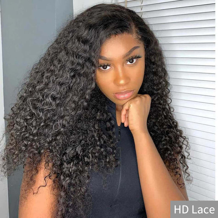 HD Undetectable 13x4 Lace Frontal/4x4 Lace Closure Jerry Curly Wig Natural Black - EVERGLOW HAIR